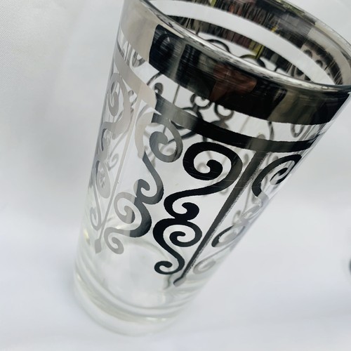 Set Of 2 Mid Century Thick Silver Rimmed/Scroll Overlay Glass Tumblers Cups - 第 10/12 張圖片