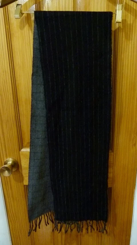 POLO Ralph Lauren Bufanda a Rayas Negras Flecos 65"x9" Foto 4 de 4