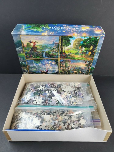 Thomas Kinkade 4 Disney Puzzles 500 Piece Tangled Lady Tramp Winnie Pooh Mickey - Picture 2 of 8