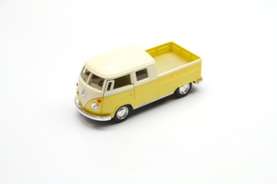 5'' Kinsmart VW 1963 Volkswagen Bus Double Cab Pickup Diecast Pastel 1:34 Yellow