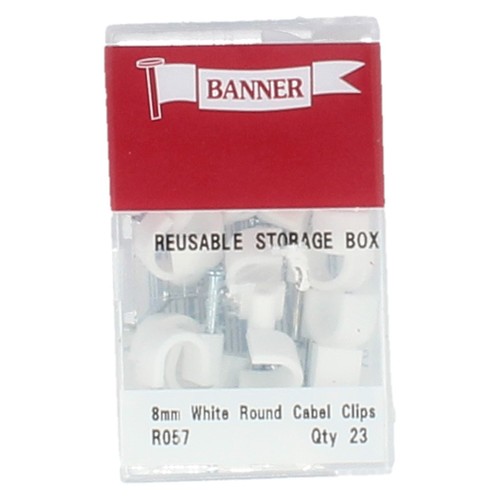 White cable clips in sizes 1.5mm/2.5mm/5mm/7mm/8mm By banner £0.99 - Picture 36 of 41