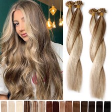 100 Russian Pre Bonded U-Tip Nail Keratin Human Hair Extensions Remi Hair AAAAA
