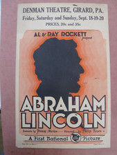 ABRAHAM LINCOLN ULTRA RARE ORG 1924 SILENT WINDOW CARD CIVIL WAR GEORGE BILLINGS