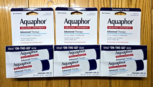 3 X AQUAPHOR HEALING OINTMENT ADVANCED THERAPY (6 TUBES TOTAL) TRAVEL SIZE .35oz