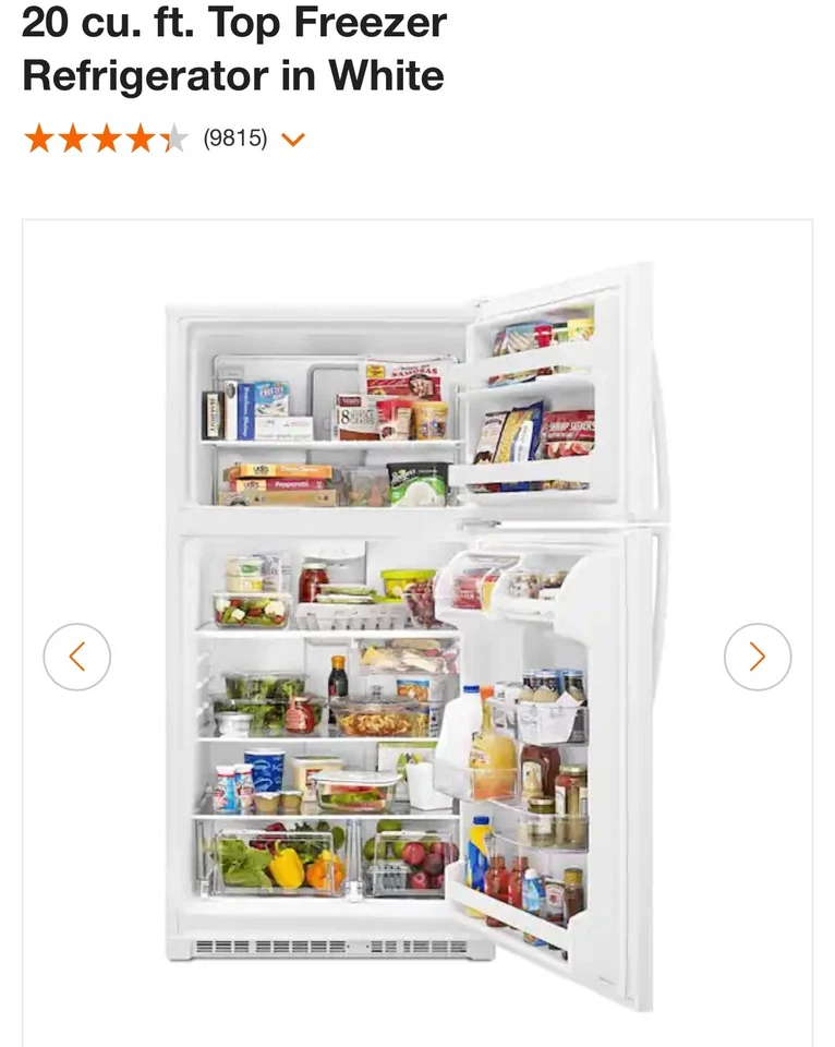 Refrigerador Whirlpool usado año antiguo/blanco/20 pies cúbicos/gran forma/estantes de vidrio Foto 4 de 4