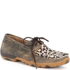Twisted X cheetah print driving Mocs leather animal print women s size 8.5