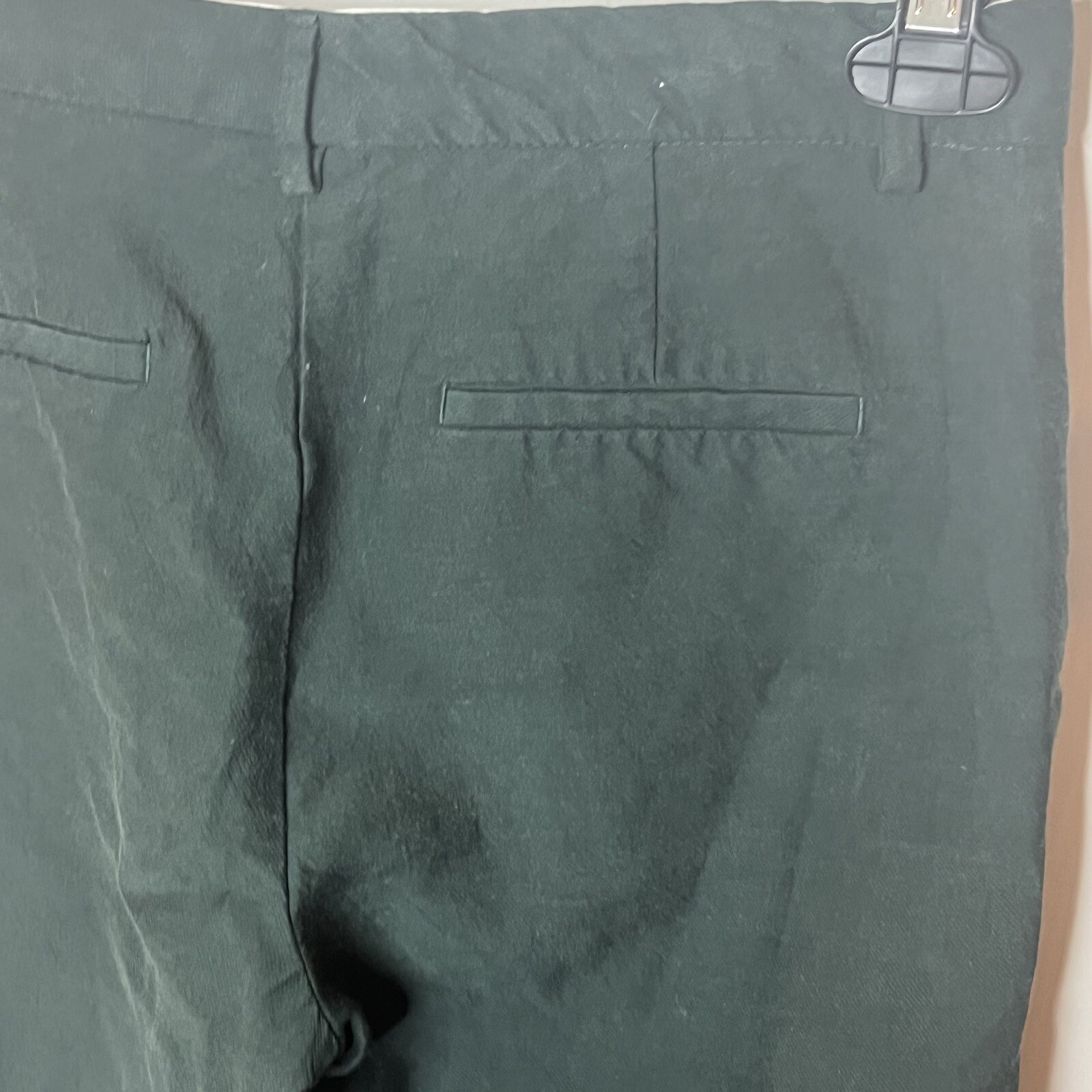 Zara Basic Capri Pant Women Small Green Straight Leg Casual Cuffed thumbnail 7