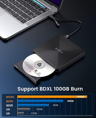 ORICO Externes Laufwerk BLURAY DVD RW Recorder Brenner ROM 100GB UVP 180£ BRGU3-02