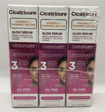 3 x Cicatricure Glow Serum Vitamin C+ Papamiel Nectar Oil Free (9 Boxes)