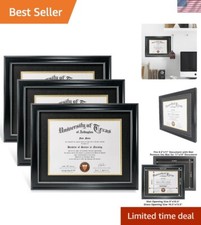 8.5x11 Diploma Frame with Black over Gold Mat or Display 11x14 Document witho...