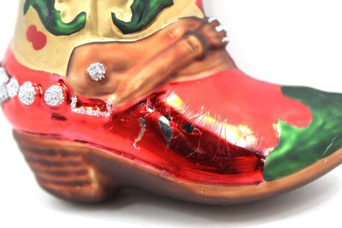 Cowboystiefel Weihnachten Glas Ornament 5,5" - 2002 Figi As-Is Western Motiv - Bild 4 von 10
