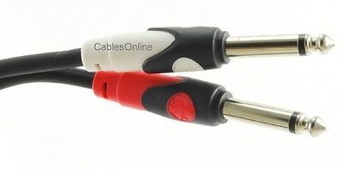 6ft Kirlin Dual 1/4" TS Mono Male Plug to 2-RCA Plug Male Audio Cable - Picture 2 of 3