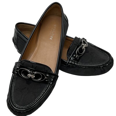 Coach New York Black Signature Print Fortunata Loafer Shoes