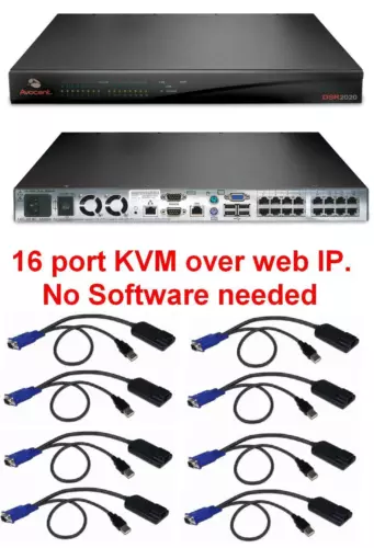 Avocent DSR2020 16 port KVM IP  Switch + 8 x DSRIQ-USB cable modules (READ* **)