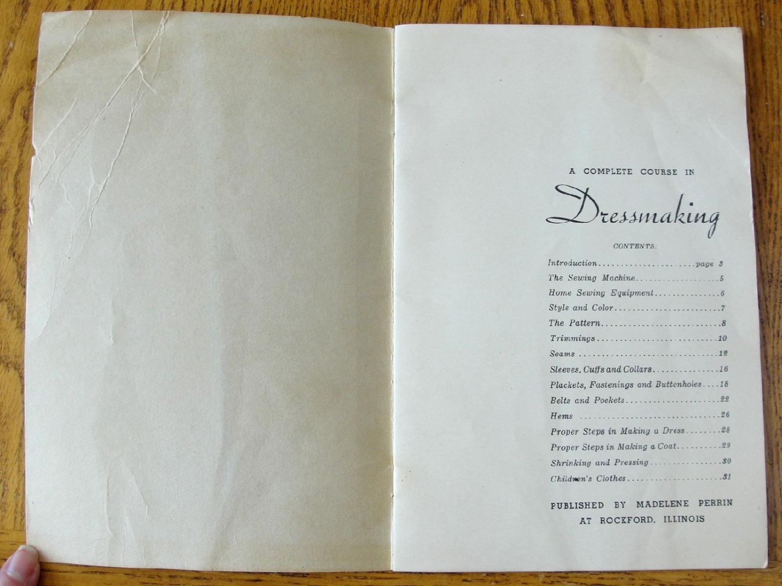 A Simplified Course in Dressmaking by Madelene Perrin Vintage Sewing Book