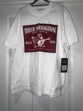 Image of BNWT Mens True Religion T-shirt Top Size Medium Graphic Tee Optic white buddha
