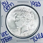 1923 BU UNCIRCULATED SILVER PEACE DOLLAR AUTHENTIC U.S. MINT FREE SHIPPING 7046