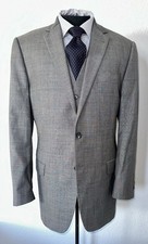 Immaculate Jos A Bank Reserve Two Buttons Men Gray 3 Piece Suit Flat Front 42 L