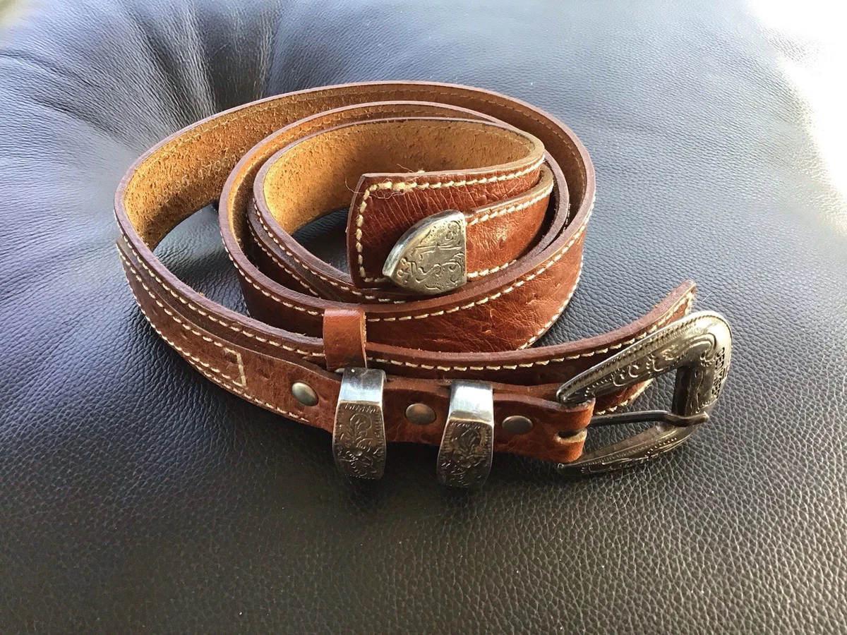 Vintage leather belt 80s dragon coins red suede Nina arjani designs San Diego 1970 main image 4
