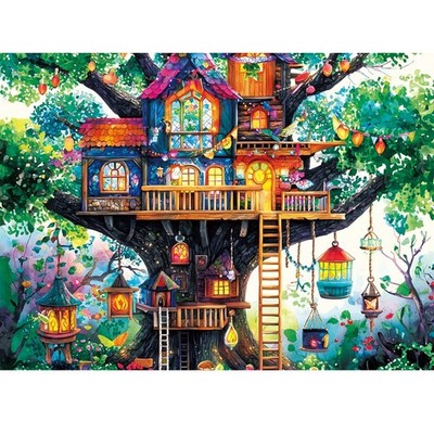 500 Piece Puzzles for Adults,Fantastical Treehouse Escape Puzzle for Kids