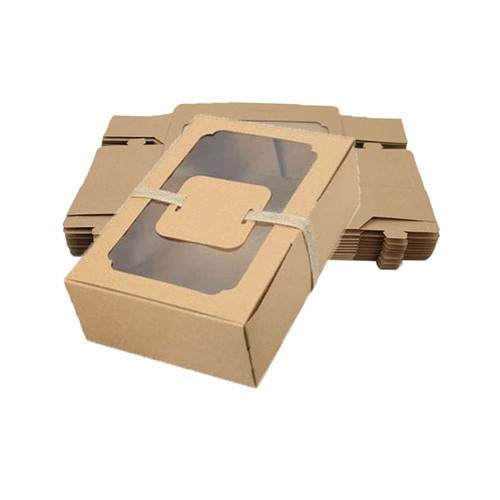 12 Scatole Per Biscotti Natalizi OTMVicor Con Finestra Trasparente - Confezione Regalo In Carta Kraft Con Nastri Ed Etichette, Dimensioni 22x15x7 Cm, Ideali Per Dolci Fatti In Casa - 4