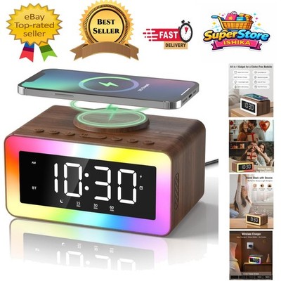 Vielseitiger Wecker mit kabellosem Laden, Bluetooth & Ambient Nachtlicht