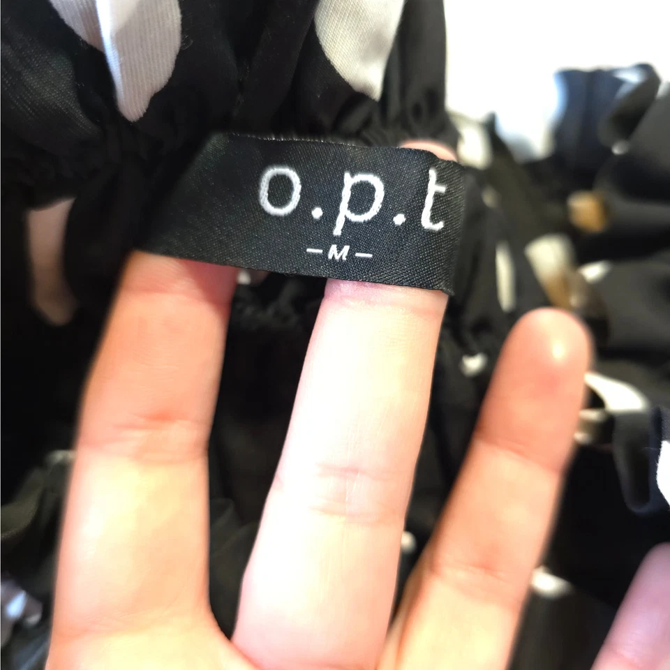 O.P.T. Maxi falda de lunares negra blanca para mujer talla M mezcla de rayón cintura reunida Foto 3 de 4