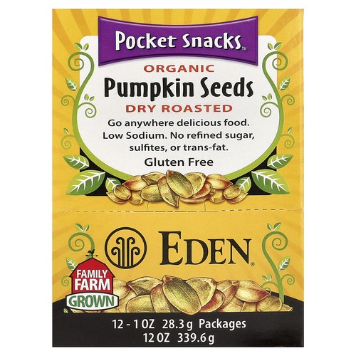 Pocket Snacks™, Organic Pumpkin Seeds, Dry Roasted, 12 Packages, 1 oz (28.3 g)