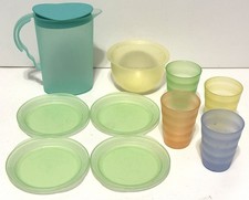 Lot of 10 TUPPERWARE MINI IMPRESSIONS TOY SET Pitcher Tumblers Bowl Plates