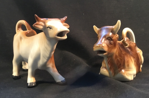 Antique Porcelain Creamer Cows One German & One Czech Collectable Well Marked - Picture 2 of 8
