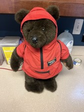 VTG LL Bean Plush Brown Teddy Bear Rain Parka W/ Backpack Made In Korea 17  