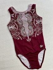 GK Elite LEOTARD Gymnastics MAROON LACE Silver SEQUIN Bling TANK Leo SIZE: AS