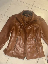 Kenneth Cole Cognac Leather  Type Jacket Small
