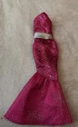 Vintage Barbie Doll Gown Pink & Silver Design Evening Glamour Dress B5