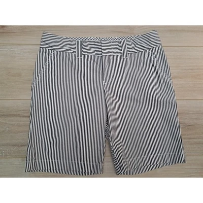 Tommy Hilfiger Womens Navy Blue White Striped Chino Shorts Size 2 Nautical - Image 1 of 4