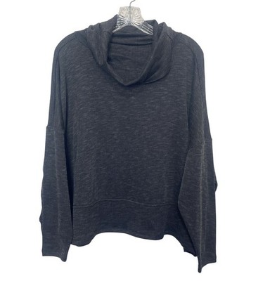89th & Madison Cowl Neck Ribbed Pullover Shirt Womens Small Black New Warm