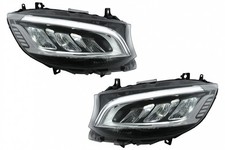 LED-Scheinwerfer f&uuml;r Mercedes Sprinter W907 Halogen 2019-2023 Schwarz Headlights