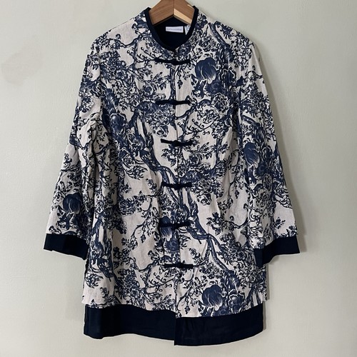 Soft Surroundings Size 1X Jacket Floral Empress Linen Blend Mandarin Collar