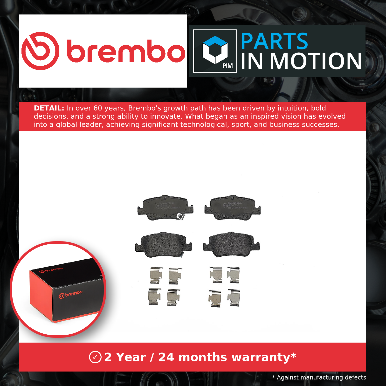 Brake Pads Set fits TOYOTA COROLLA E15 1.4 Rear 06 to 13 4ZZ-FE Brembo Quality - Image 4