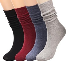 3 Pairs Women Winter Wool Cable Knit Crew Knee High Acrylic Blend Color D35