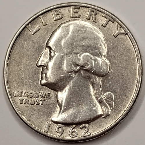 1962 D Washington 90% Silver Quarter Circulated Condition US 25c - 08