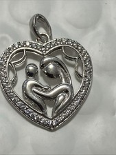 925 Sterling silver Mother Child Pendant CZ Stones