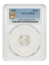 1858 H10C PCGS MS68 - Liberty Seated Half Dime