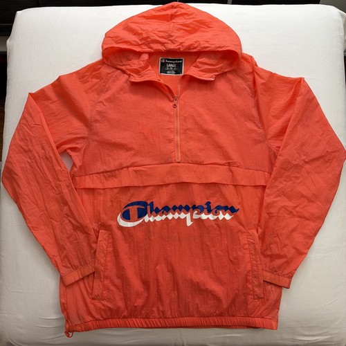 Champion Jacket Womens LG Anorak Packable Windbreaker Half Zip Pink Lightweight