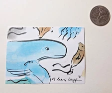 Double-Sided Original Hand Painted ACEO – Whimsical Faces & Creatures - Signed 3