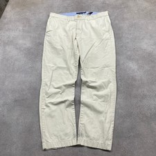 Tommy Hilfiger Chino Trousers Mens 37" Custom Fit Straight Cotton Pants, Beige