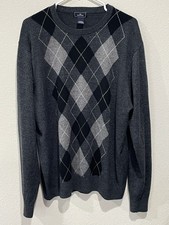 Dockers Men's XL Dark Gray Argyle Sweater Crew Neck Pullover