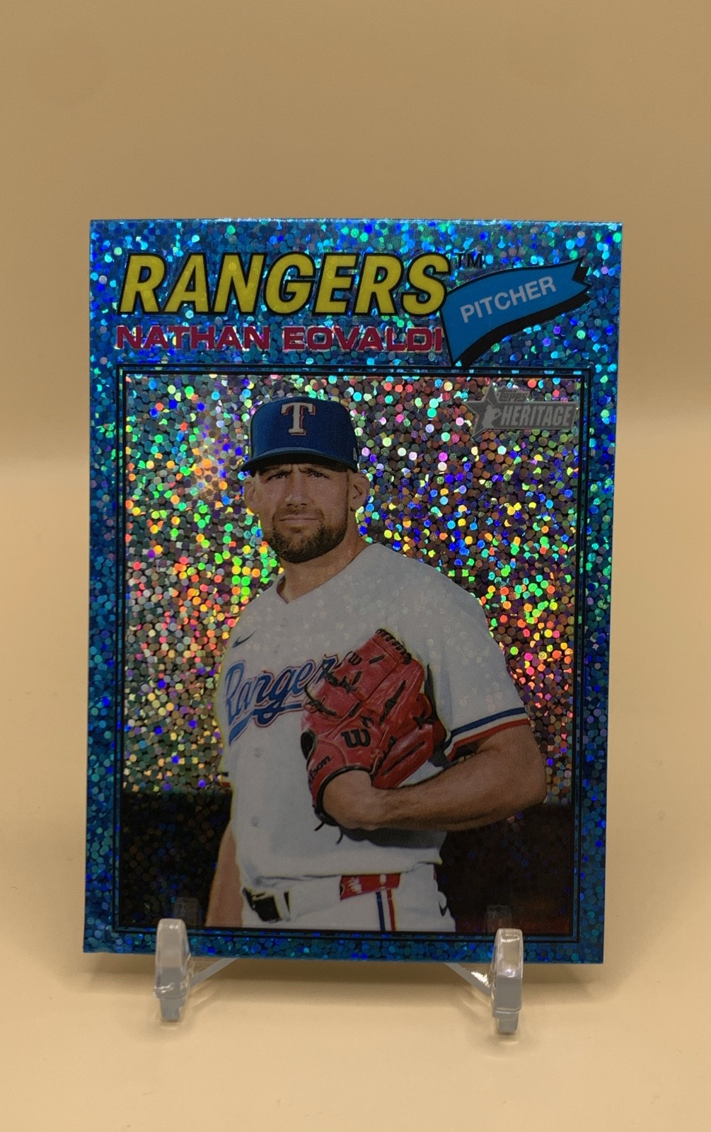 2026 Topps Heritage - Nathan Eovaldi #40 Chrome Light Blue Sparkle Refractor