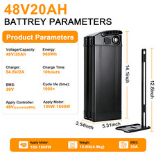 48V 20Ah Motorcycle Battery with 30A BMS, for 200W-1200W Outdoor Projects