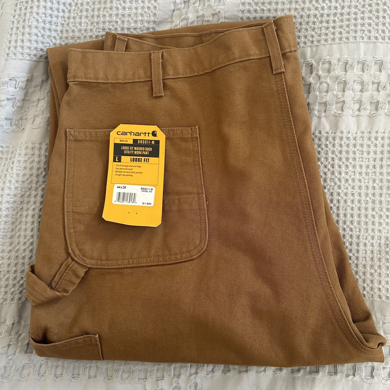 New Carhartt Loose Fit Washed Duck Utility Work Pant NWT 44/36 Brown thumbnail 2